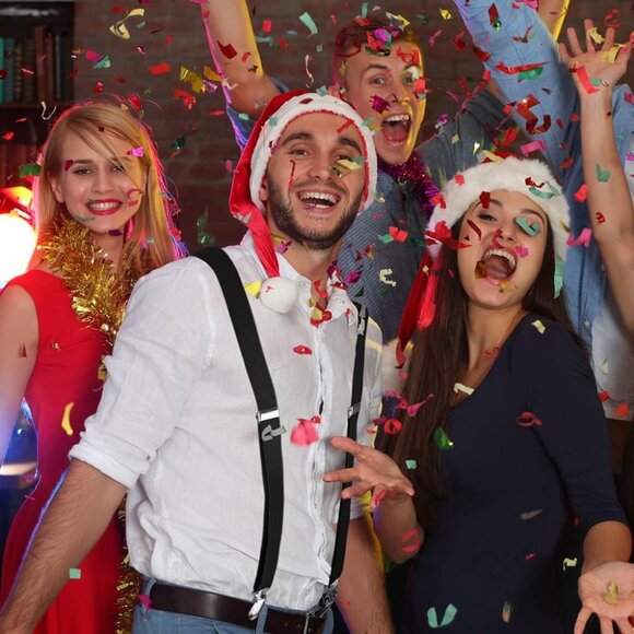 Black Suspenders for Men's Suspenders for Jeans Tuxedo Suit Pants - Picture 6 of 7